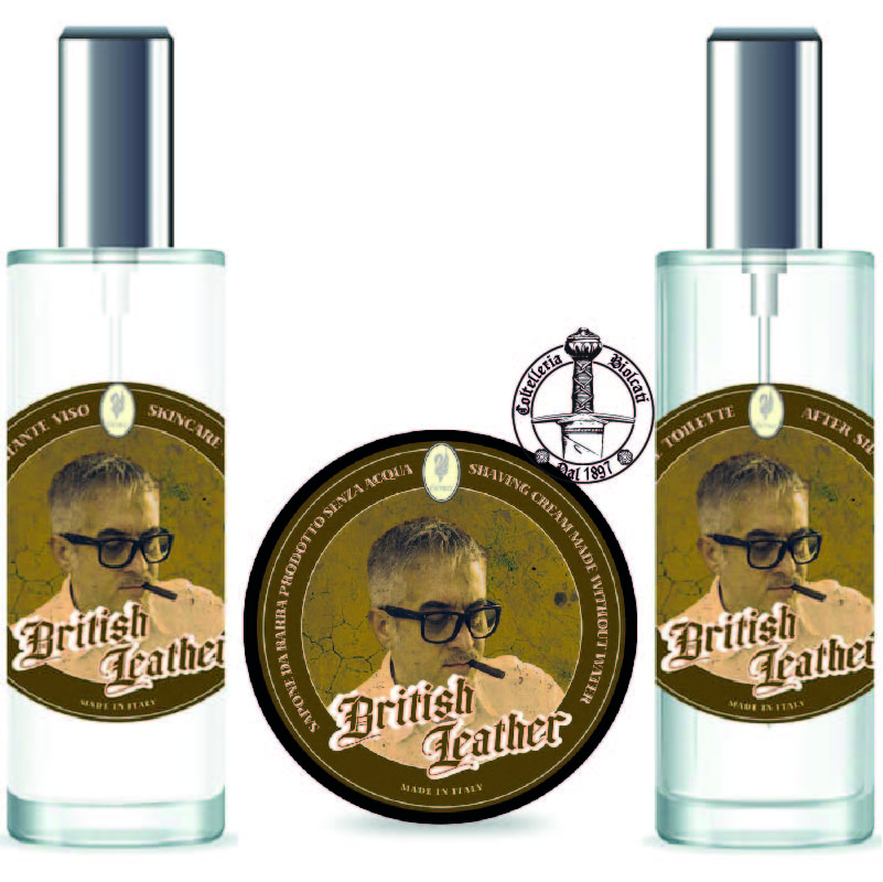 Set British Leather Sapone da Barba Dopobarba e Crema Idratante Viso - Extrò Cosmesi