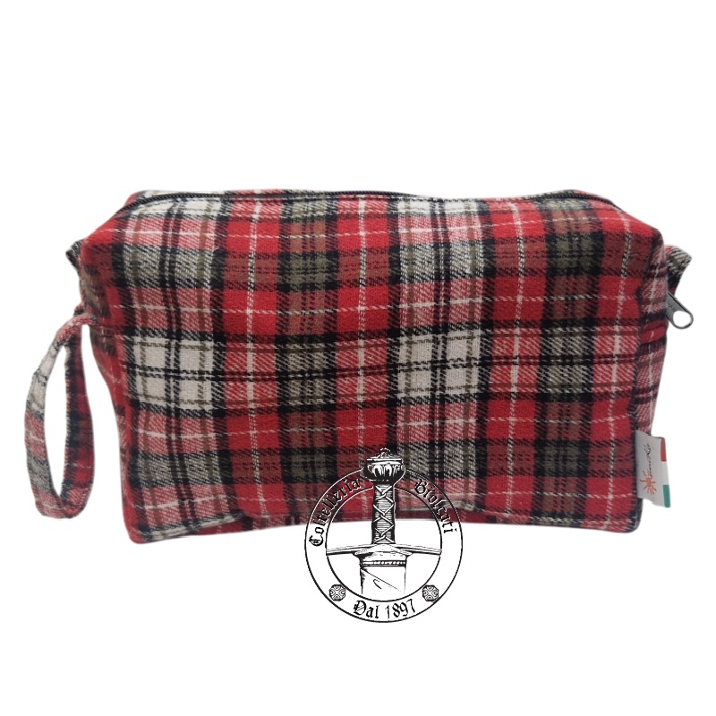 Trousse da Viaggio Rettangolare Tartan Rosso