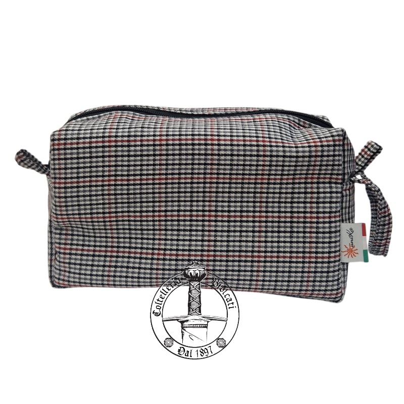 Trousse da Viaggio Rettangolare Tartan Grigio