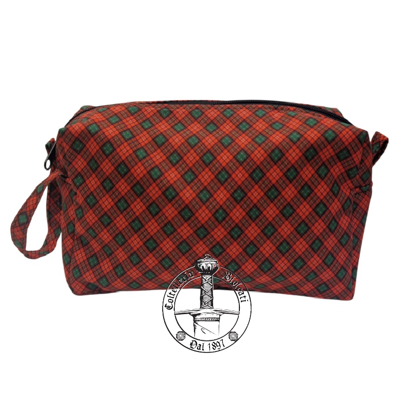 Trousse da Viaggio Rettangolare Tartan Rosso