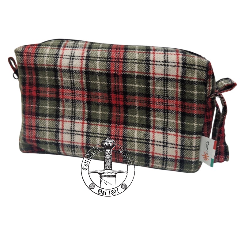Trousse da Viaggio Rettangolare Tartan Verde